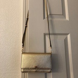 Michael Kors Mott Leather Crossbody in Gold